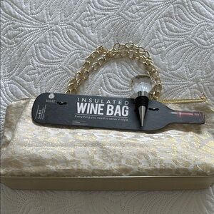 Gold Insulated Wine Bag with Chain Strap